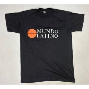 VINTAGE Mundo Latino T-shirt Women Medium Black 80s 90s Single Stitch